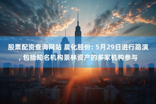 股票配资查询网站 晨化股份: 5月29日进行路演, 包括知名机构景林资产的多家机构参与