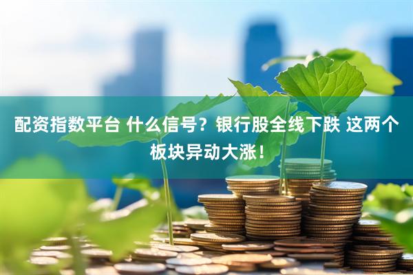 配资指数平台 什么信号？银行股全线下跌 这两个板块异动大涨！